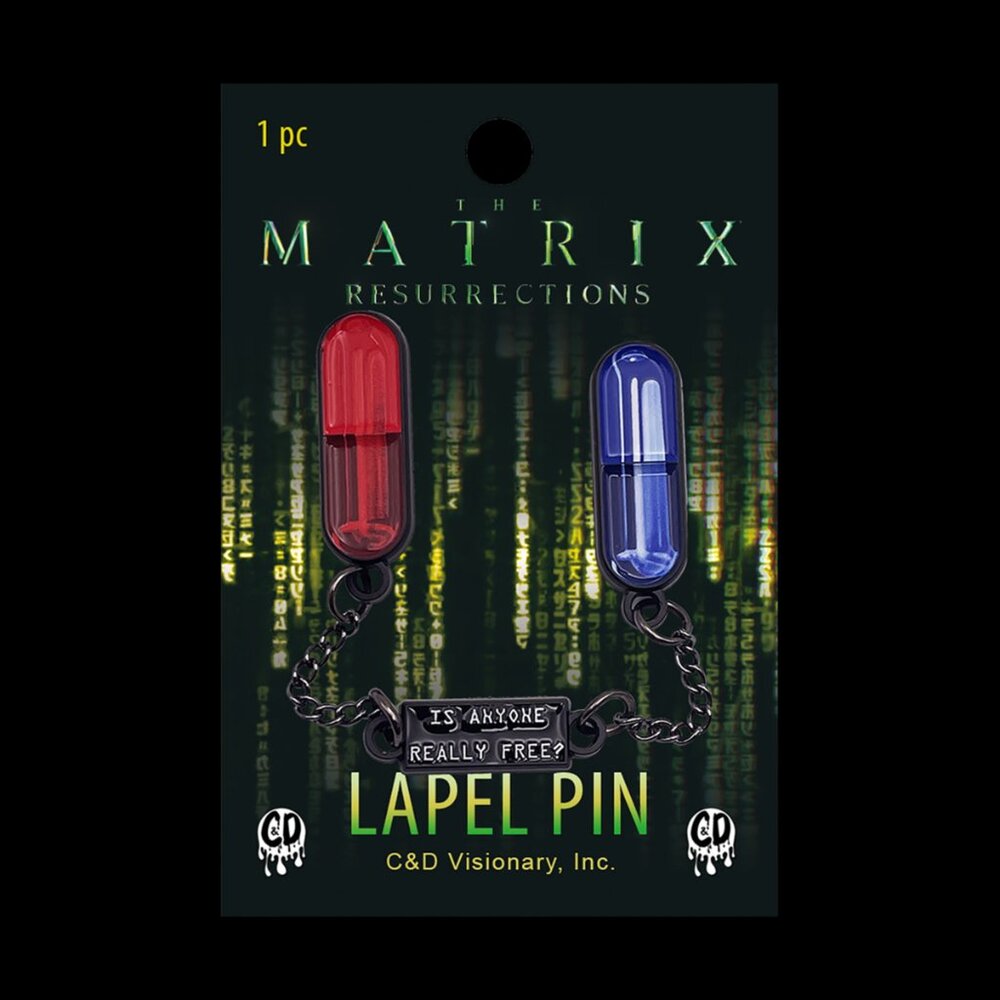 Matrix Enamel Pin - Red Blue Pills - 90s Sci Fi Action Movie Apparel Gift NWT